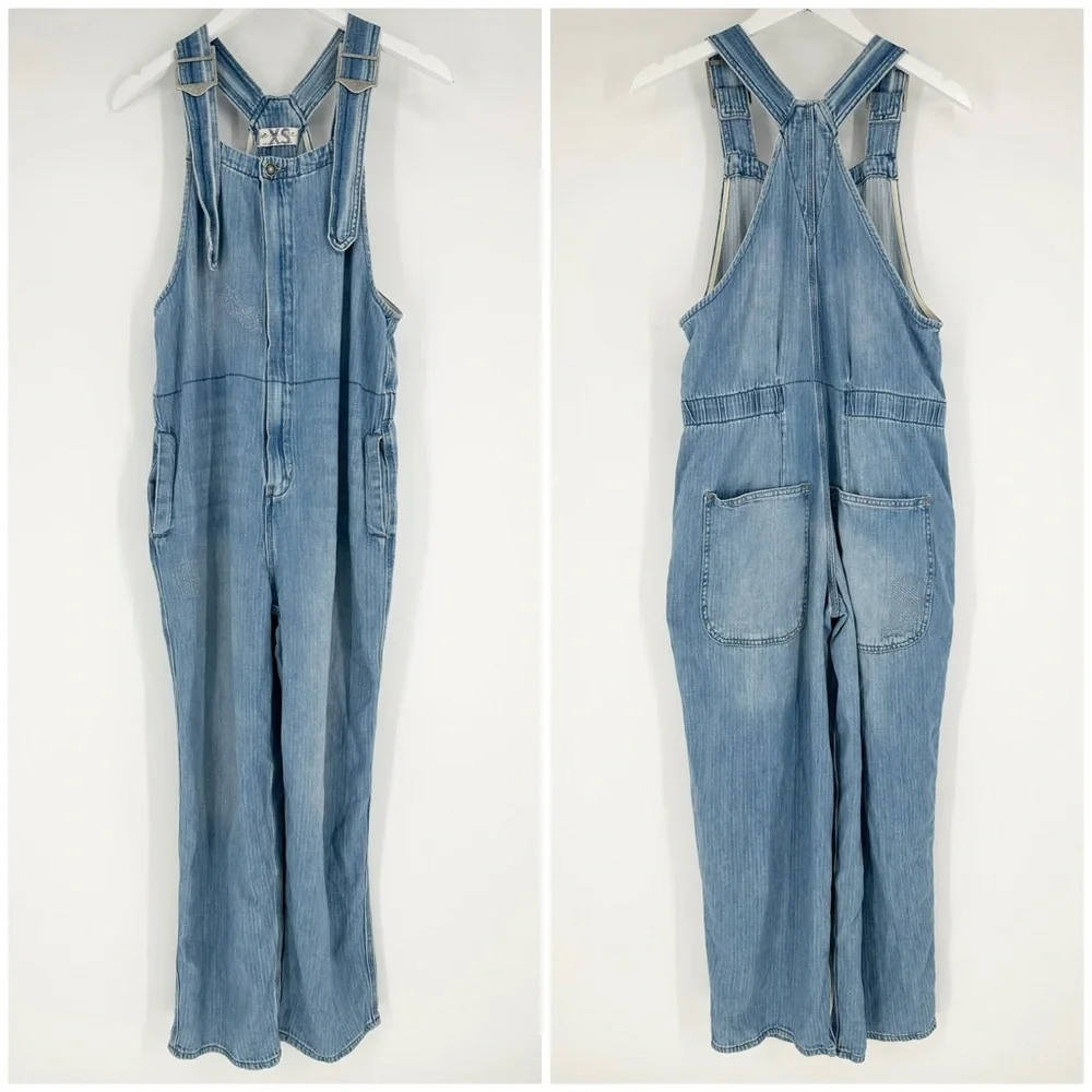 Free People Hunter Denim Overall in Century Blue